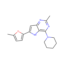 Cc1nc(N2CCCCC2)c2[nH]c(-c3ccc(C)o3)cc2n1 ZINC000100867620