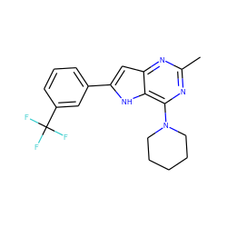 Cc1nc(N2CCCCC2)c2[nH]c(-c3cccc(C(F)(F)F)c3)cc2n1 ZINC000013834955