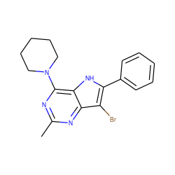 Cc1nc(N2CCCCC2)c2[nH]c(-c3ccccc3)c(Br)c2n1 ZINC000013835034