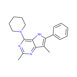 Cc1nc(N2CCCCC2)c2[nH]c(-c3ccccc3)c(C)c2n1 ZINC000013835029