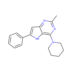 Cc1nc(N2CCCCC2)c2[nH]c(-c3ccccc3)cc2n1 ZINC000013834935