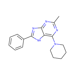 Cc1nc(N2CCCCC2)c2[nH]c(-c3ccccc3)nc2n1 ZINC000013835036