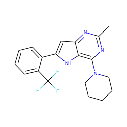 Cc1nc(N2CCCCC2)c2[nH]c(-c3ccccc3C(F)(F)F)cc2n1 ZINC000013834954