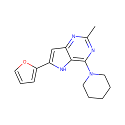 Cc1nc(N2CCCCC2)c2[nH]c(-c3ccco3)cc2n1 ZINC000013834983