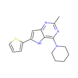 Cc1nc(N2CCCCC2)c2[nH]c(-c3cccs3)cc2n1 ZINC000000023975