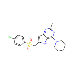 Cc1nc(N2CCCCC2)c2[nH]c(CS(=O)(=O)c3ccc(Cl)cc3)cc2n1 ZINC000100867604