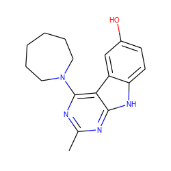 Cc1nc(N2CCCCCC2)c2c(n1)[nH]c1ccc(O)cc12 ZINC000221386323