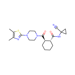 Cc1nc(N2CCN(C(=O)[C@@H]3CCCC[C@H]3C(=O)NC3(C#N)CC3)CC2)sc1C ZINC000084711274