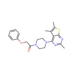 Cc1nc(N2CCN(C(=O)COc3ccccc3)CC2)c2c(C)c(C)sc2n1 ZINC000001377226