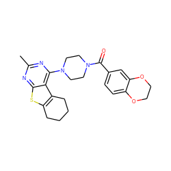 Cc1nc(N2CCN(C(=O)c3ccc4c(c3)OCCO4)CC2)c2c3c(sc2n1)CCCC3 ZINC000001332513