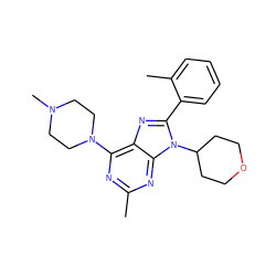 Cc1nc(N2CCN(C)CC2)c2nc(-c3ccccc3C)n(C3CCOCC3)c2n1 ZINC000103243441