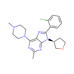 Cc1nc(N2CCN(C)CC2)c2nc(-c3ccccc3Cl)n([C@H]3CCOC3)c2n1 ZINC000084691037