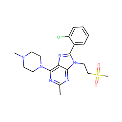 Cc1nc(N2CCN(C)CC2)c2nc(-c3ccccc3Cl)n(CCS(C)(=O)=O)c2n1 ZINC000072317522