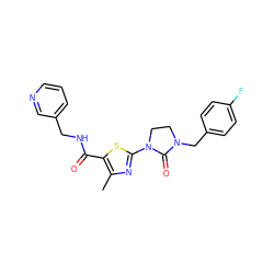 Cc1nc(N2CCN(Cc3ccc(F)cc3)C2=O)sc1C(=O)NCc1cccnc1 ZINC000103236129