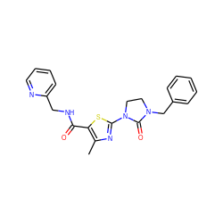 Cc1nc(N2CCN(Cc3ccccc3)C2=O)sc1C(=O)NCc1ccccn1 ZINC000103236144