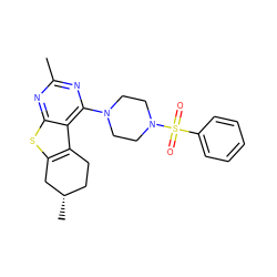 Cc1nc(N2CCN(S(=O)(=O)c3ccccc3)CC2)c2c3c(sc2n1)C[C@@H](C)CC3 ZINC000001377146