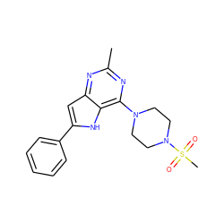 Cc1nc(N2CCN(S(C)(=O)=O)CC2)c2[nH]c(-c3ccccc3)cc2n1 ZINC000013834997