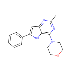 Cc1nc(N2CCOCC2)c2[nH]c(-c3ccccc3)cc2n1 ZINC000013834994