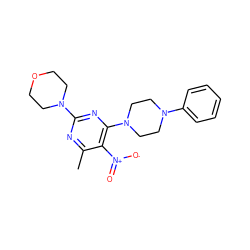 Cc1nc(N2CCOCC2)nc(N2CCN(c3ccccc3)CC2)c1[N+](=O)[O-] ZINC000004758673