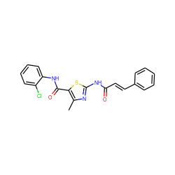 Cc1nc(NC(=O)/C=C/c2ccccc2)sc1C(=O)Nc1ccccc1Cl ZINC000001379010