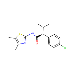 Cc1nc(NC(=O)[C@H](c2ccc(Cl)cc2)C(C)C)sc1C ZINC000045394204