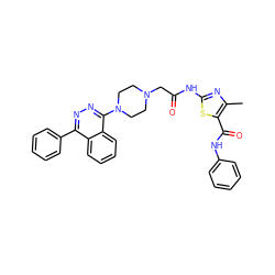 Cc1nc(NC(=O)CN2CCN(c3nnc(-c4ccccc4)c4ccccc34)CC2)sc1C(=O)Nc1ccccc1 ZINC000653689997