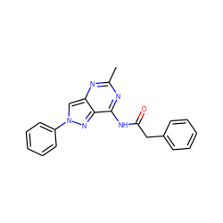 Cc1nc(NC(=O)Cc2ccccc2)c2nn(-c3ccccc3)cc2n1 ZINC000095583280