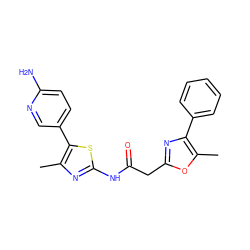 Cc1nc(NC(=O)Cc2nc(-c3ccccc3)c(C)o2)sc1-c1ccc(N)nc1 ZINC000096907381