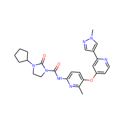 Cc1nc(NC(=O)N2CCN(C3CCCC3)C2=O)ccc1Oc1ccnc(-c2cnn(C)c2)c1 ZINC000218074692