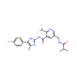 Cc1nc(NC(=O)c2cc(CNC(=O)C(C)C)cnc2C(F)F)[nH]c1-c1ccc(Cl)cc1 ZINC000653691076