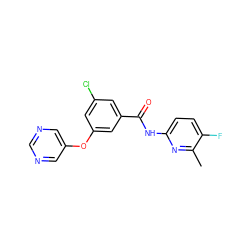 Cc1nc(NC(=O)c2cc(Cl)cc(Oc3cncnc3)c2)ccc1F ZINC000096939143