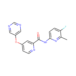 Cc1nc(NC(=O)c2cc(Oc3cncnc3)ccn2)ccc1F ZINC000167364136