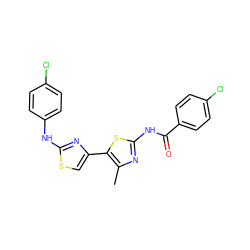 Cc1nc(NC(=O)c2ccc(Cl)cc2)sc1-c1csc(Nc2ccc(Cl)cc2)n1 ZINC000029051468