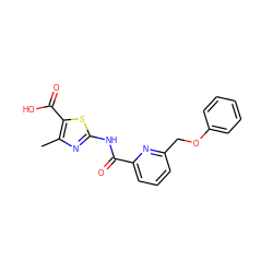 Cc1nc(NC(=O)c2cccc(COc3ccccc3)n2)sc1C(=O)O ZINC000028460054