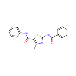 Cc1nc(NC(=O)c2ccccc2)sc1C(=O)Nc1ccccc1 ZINC000000416709