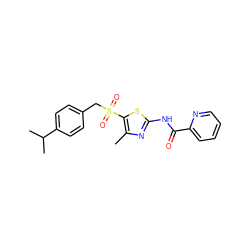 Cc1nc(NC(=O)c2ccccn2)sc1S(=O)(=O)Cc1ccc(C(C)C)cc1 ZINC000198919580