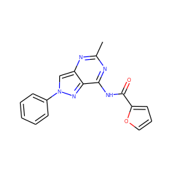 Cc1nc(NC(=O)c2ccco2)c2nn(-c3ccccc3)cc2n1 ZINC000095585511