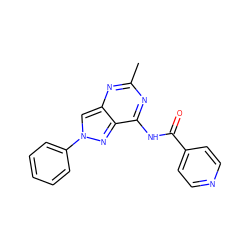 Cc1nc(NC(=O)c2ccncc2)c2nn(-c3ccccc3)cc2n1 ZINC000095582847