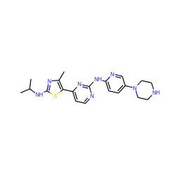 Cc1nc(NC(C)C)sc1-c1ccnc(Nc2ccc(N3CCNCC3)cn2)n1 ZINC001772627907