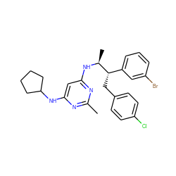 Cc1nc(NC2CCCC2)cc(N[C@@H](C)[C@@H](Cc2ccc(Cl)cc2)c2cccc(Br)c2)n1 ZINC000043012432