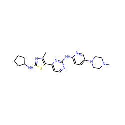 Cc1nc(NC2CCCC2)sc1-c1ccnc(Nc2ccc(N3CCN(C)CC3)cn2)n1 ZINC001772606549