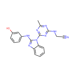 Cc1nc(NCC#N)nc(-n2c(Nc3cccc(O)c3)nc3ccccc32)n1 ZINC000071318113