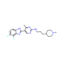 Cc1nc(NCCCC2CCN(C)CC2)ncc1-c1nc2c(F)c(F)ccc2[nH]1 ZINC000043175816