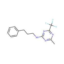 Cc1nc(NCCCc2ccccc2)nc(C(F)(F)F)n1 ZINC000103282884