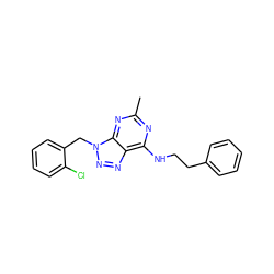 Cc1nc(NCCc2ccccc2)c2nnn(Cc3ccccc3Cl)c2n1 ZINC000012481809