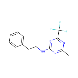 Cc1nc(NCCc2ccccc2)nc(C(F)(F)F)n1 ZINC000103282881