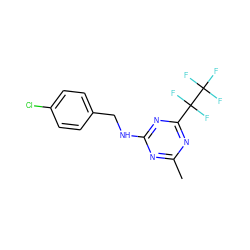 Cc1nc(NCc2ccc(Cl)cc2)nc(C(F)(F)C(F)(F)F)n1 ZINC000103290394