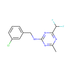 Cc1nc(NCc2cccc(Cl)c2)nc(C(F)F)n1 ZINC000103296897