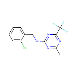 Cc1nc(NCc2ccccc2Cl)nc(C(F)(F)F)n1 ZINC000103285049