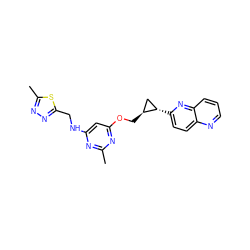 Cc1nc(NCc2nnc(C)s2)cc(OC[C@H]2C[C@@H]2c2ccc3ncccc3n2)n1 ZINC000205800724